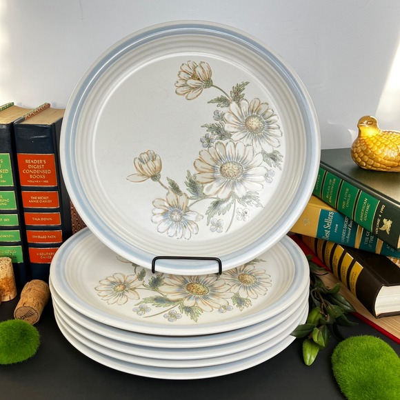 食器 20260410-6 DinnerSet BAKER HART & STUART Baker Hart Stuart Dinner Plates Daisy 10.5in White Blue Vintage